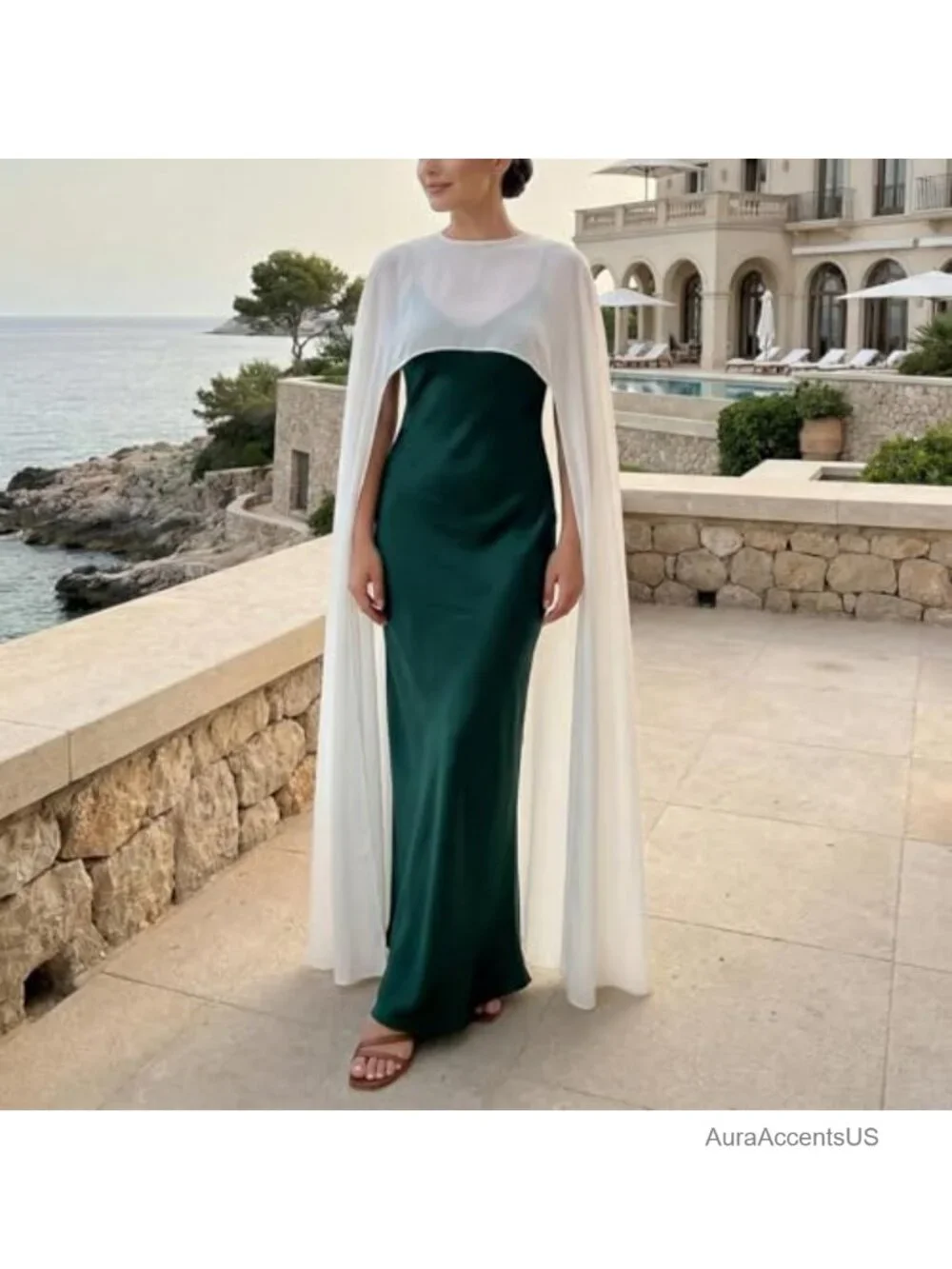 Chiffon Cape Sheer Long Shawl High-Low Capelet Evening Dress Cover Up